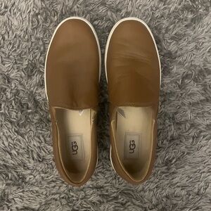 UGG Tan Leather Slip-Ons  size 8